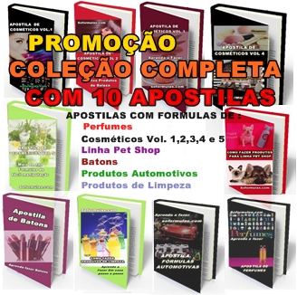 Coleção de apostilas com receitas de produtos de limpeza