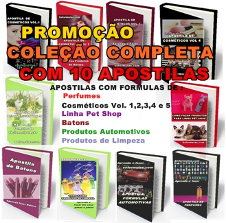 Coleção de apostilas com receitas de produtos de limpeza